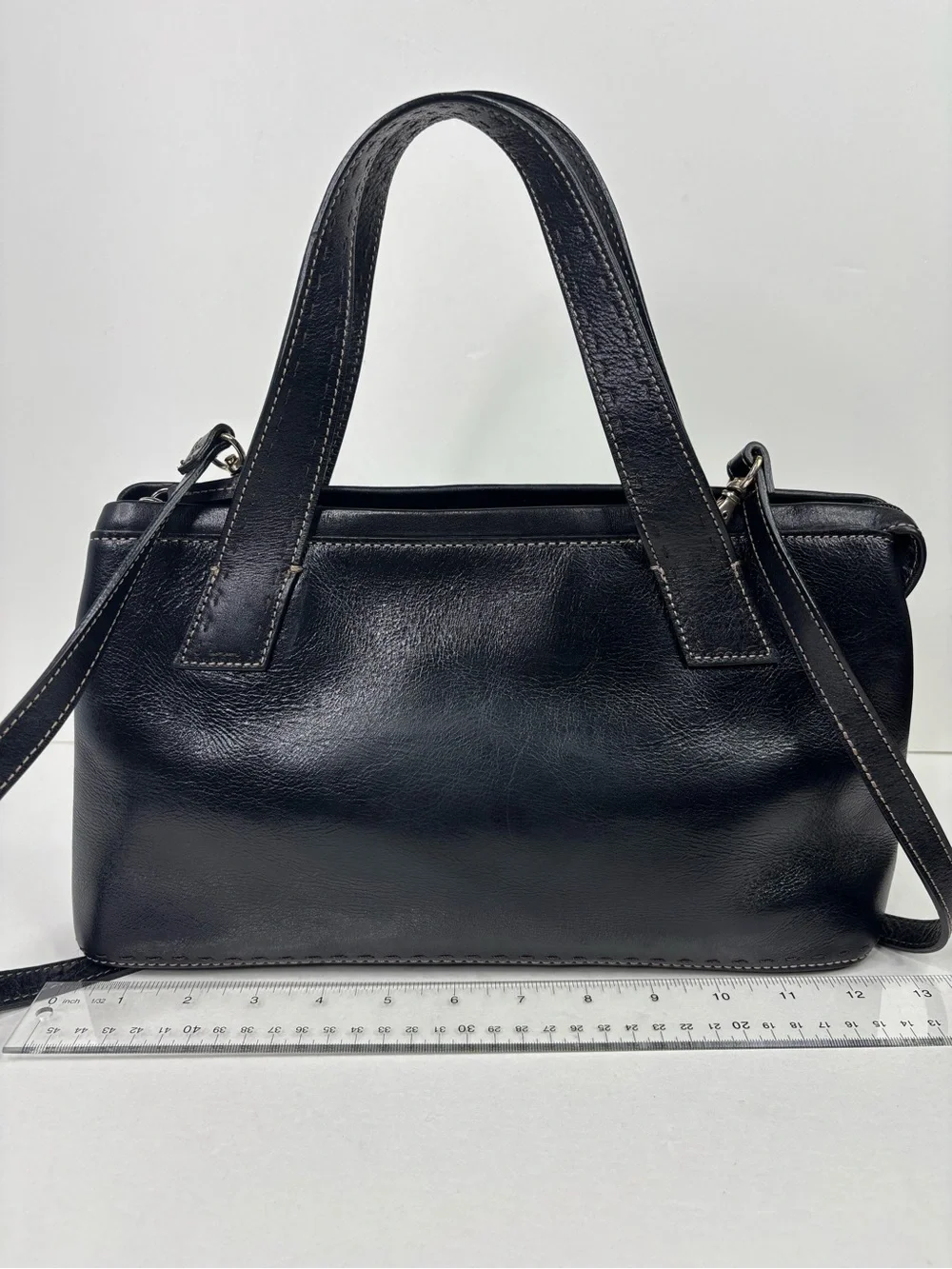 FOSSIL Classic Black Pebbled Leather‎ Top-Handle Sedona Satchel ZB9095